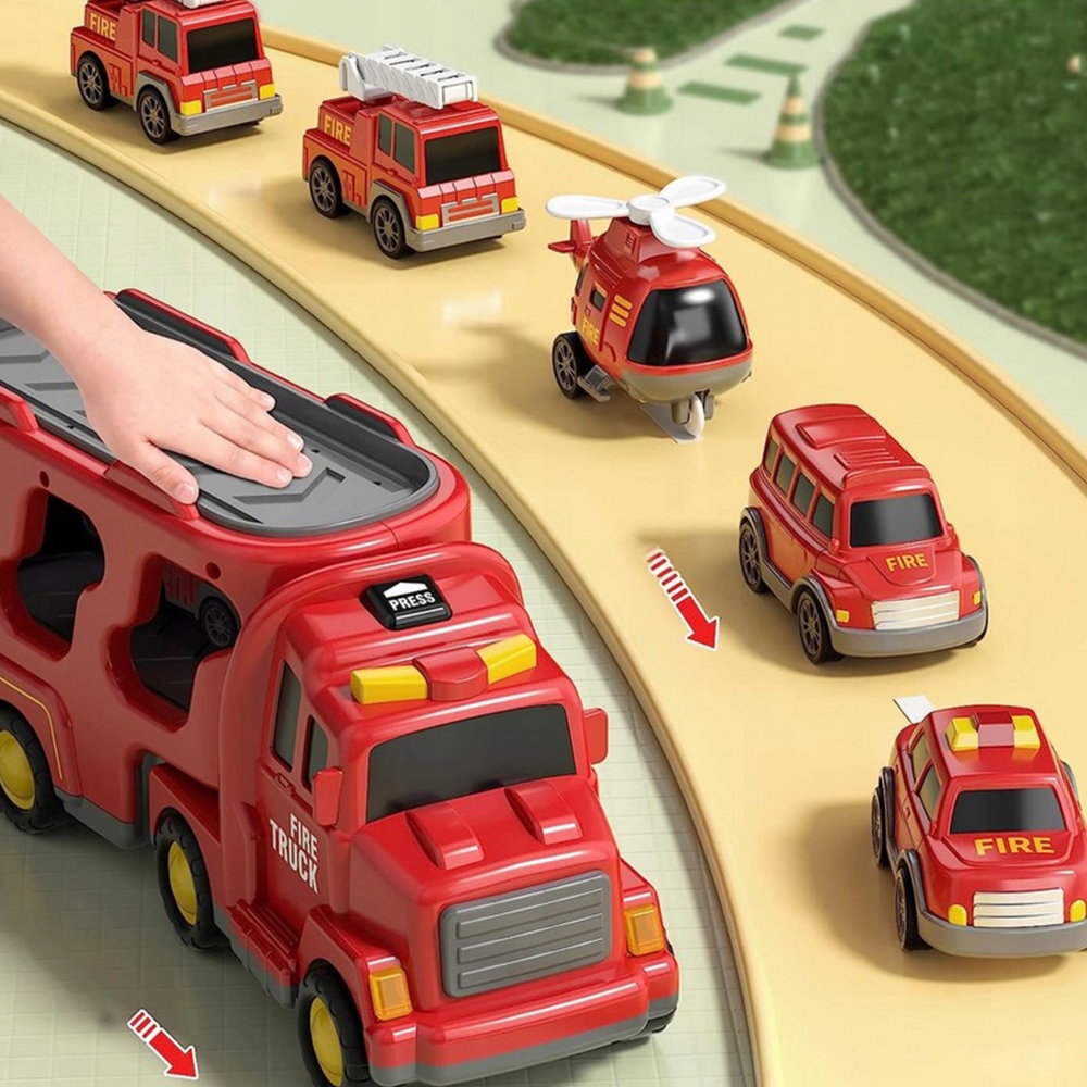 Gaisrinės sunkvežimio rinkinys WOOPIE, 5 automobiliai-Žaislai, Auto ir transporto žaislai, Mašinos-e-vaikas