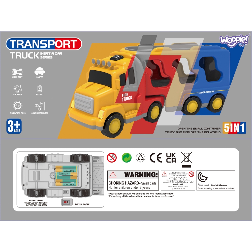 Gaisrinės sunkvežimio rinkinys WOOPIE, 5 automobiliai-Žaislai, Auto ir transporto žaislai, Mašinos-e-vaikas