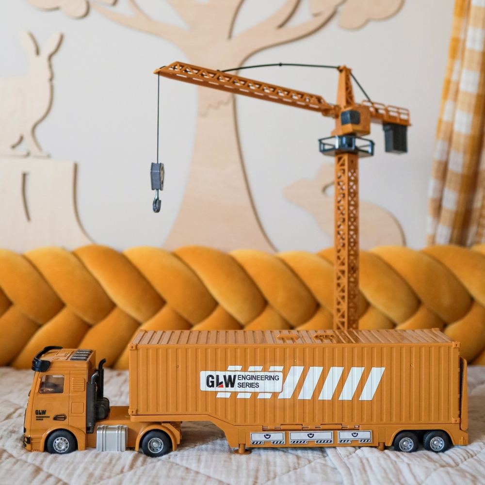 Sunkvežimio statybvietės rinkinys WOOPIE 6-in-1: kranas, automobiliai, priedai-Žaislai, Auto ir transporto žaislai, Garažai, tra