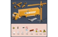 Sunkvežimio statybvietės rinkinys WOOPIE 6-in-1: kranas, automobiliai, priedai