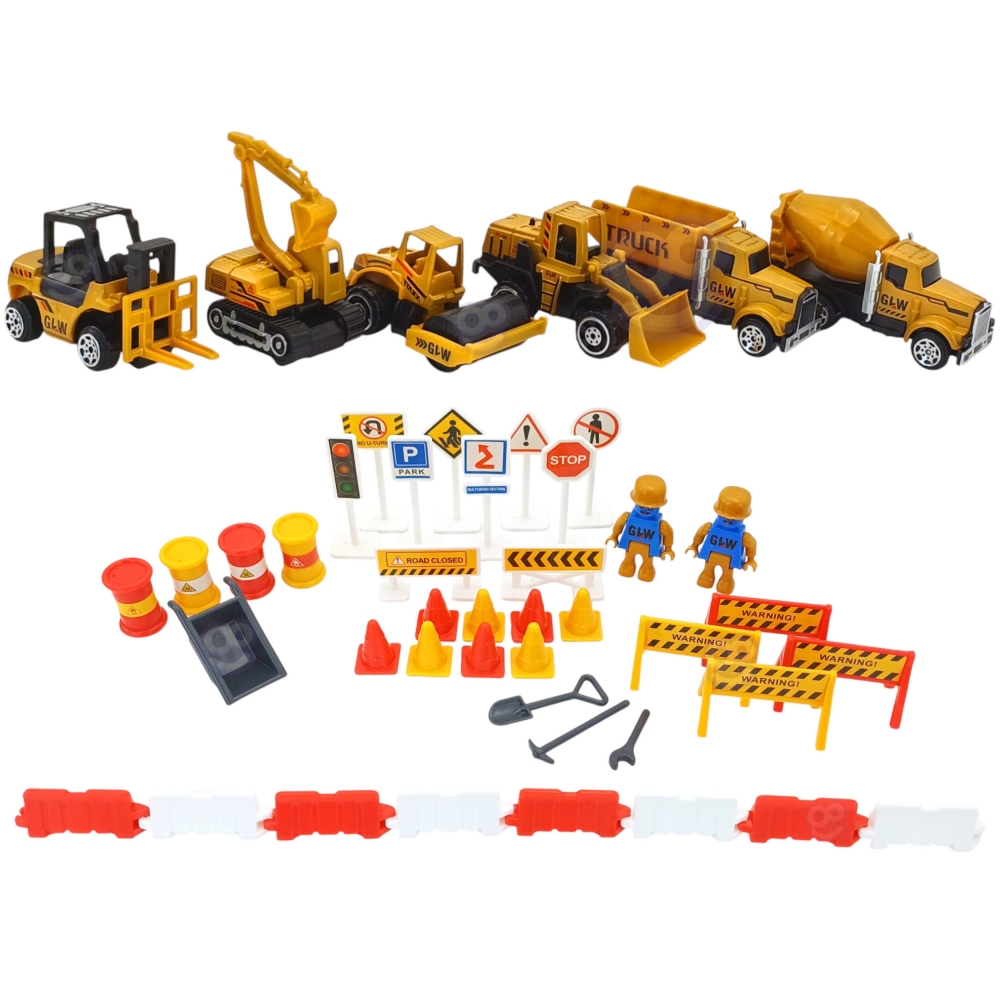Sunkvežimio statybvietės rinkinys WOOPIE 6-in-1: kranas, automobiliai, priedai-Žaislai, Auto ir transporto žaislai, Garažai, tra
