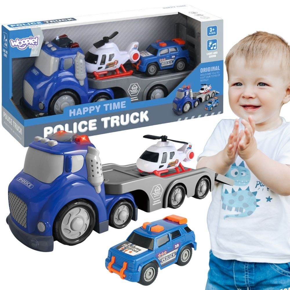 Policijos sunkvežimis WOOPIE Blue City Truck garso ir šviesos efektai