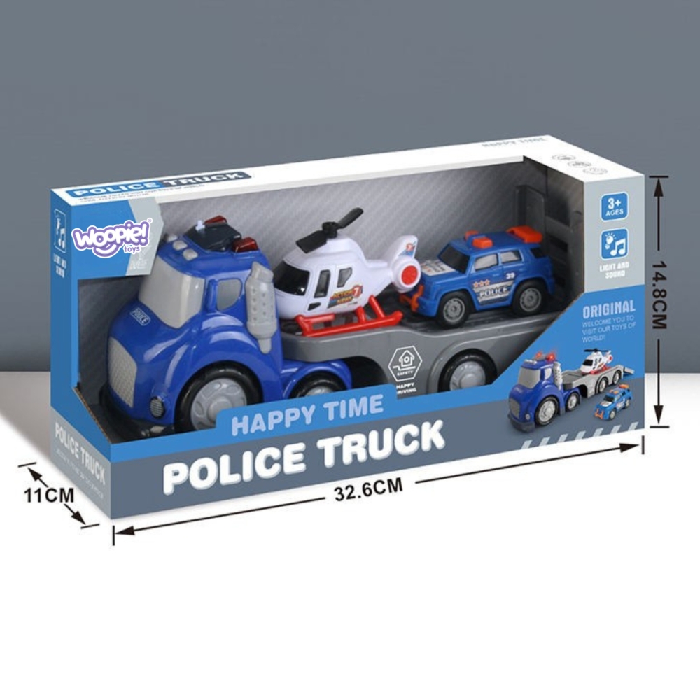Policijos sunkvežimis WOOPIE Blue City Truck garso ir šviesos efektai