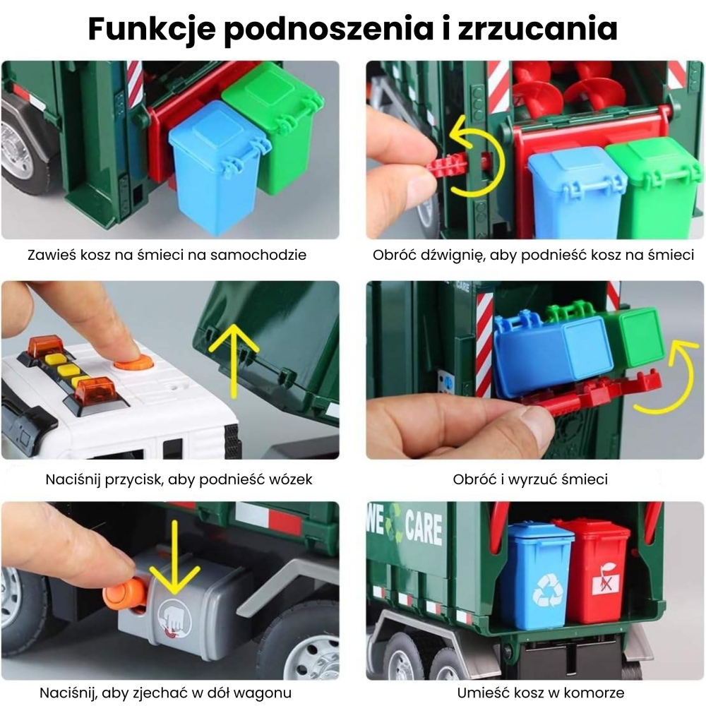 Šiukšlių surinkimo sunkvežimis WOOPIE 1:10-Žaislai, Auto ir transporto žaislai, Mašinos-e-vaikas