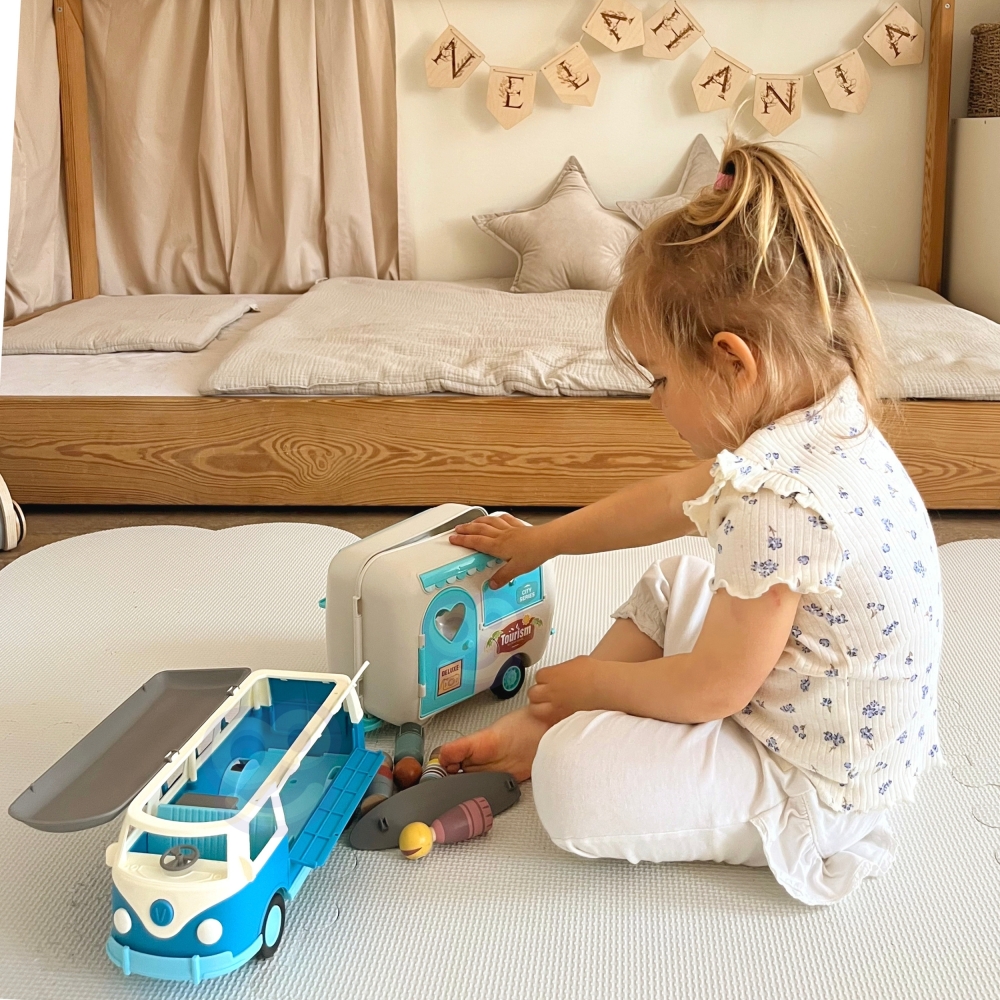 Lėlių kemperis WOOPIE XL Camper Stovyklavimo rinkinys su priekaba-Žaislai, Lėlės ir jų priedai, Auto ir transporto žaislai, Maši