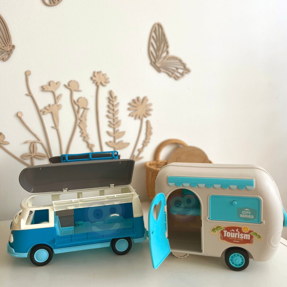 Lėlių kemperis WOOPIE XL Camper Stovyklavimo rinkinys su priekaba-Žaislai, Lėlės ir jų priedai, Auto ir transporto žaislai, Maši