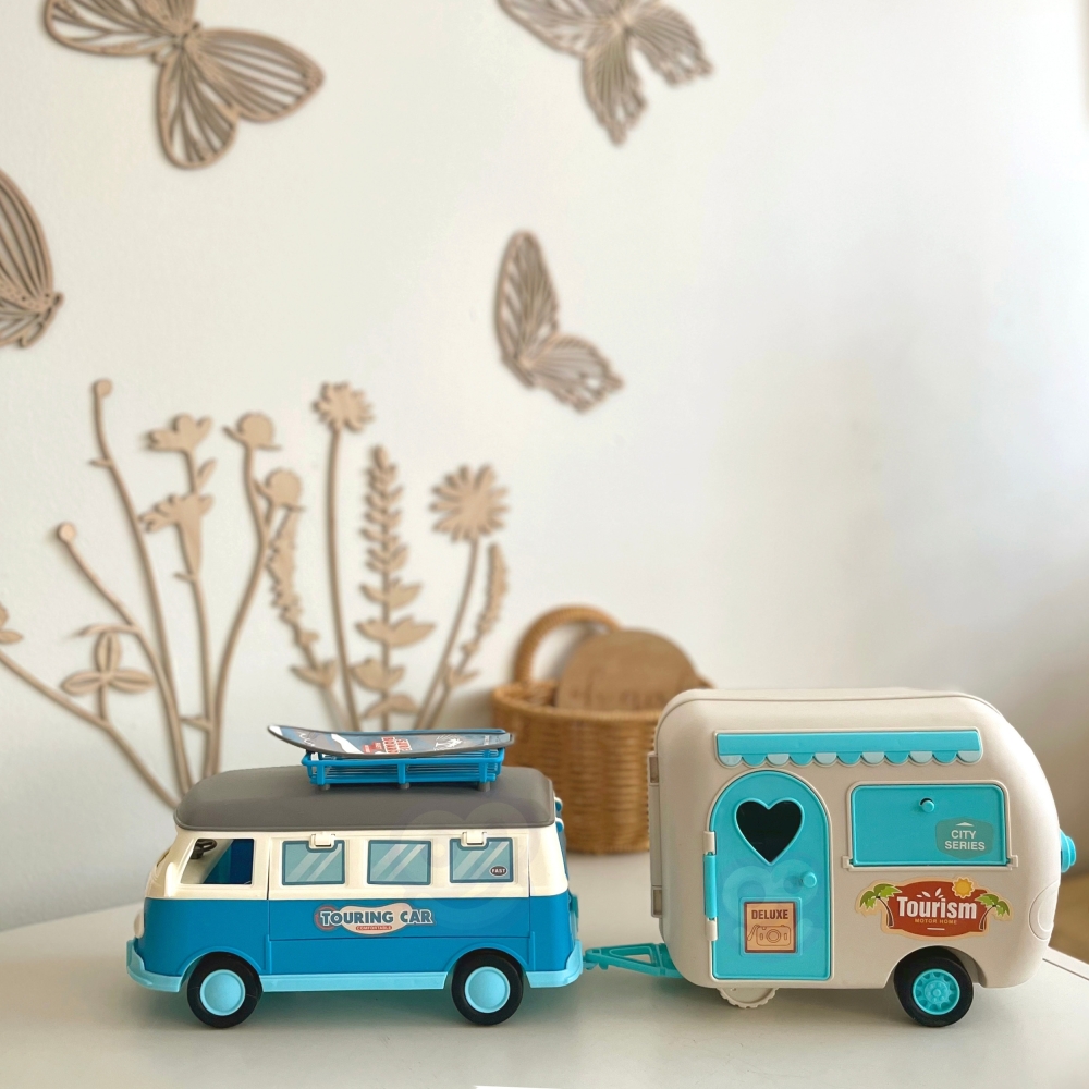 Lėlių kemperis WOOPIE XL Camper Stovyklavimo rinkinys su priekaba-Žaislai, Lėlės ir jų priedai, Auto ir transporto žaislai, Maši