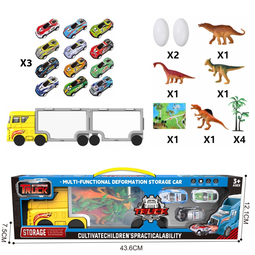 Transporterio sunkvežimis WOOPIE 2in1 dinozaurų rinkinys + maketas