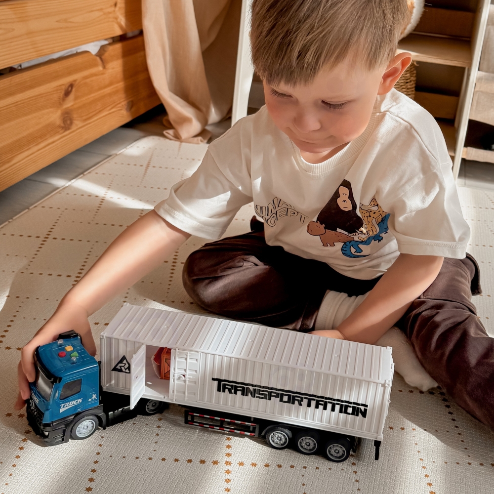 Sunkvežimis su šviesos ir garso efektais WOOPIE, mėlynas-Žaislai, Auto ir transporto žaislai, Mašinos-e-vaikas