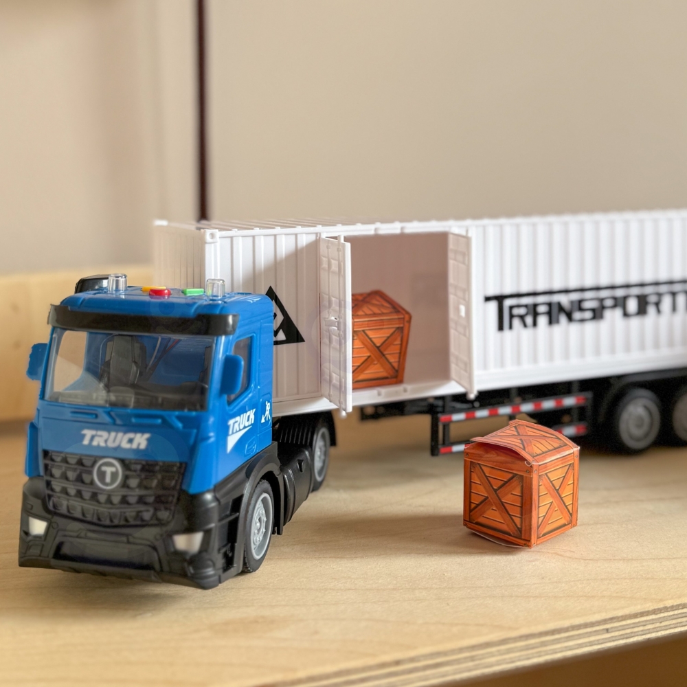 Sunkvežimis su šviesos ir garso efektais WOOPIE, mėlynas-Žaislai, Auto ir transporto žaislai, Mašinos-e-vaikas