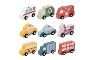 VIGA Wooden Set of Colorful City Vehicles 9 pcs.