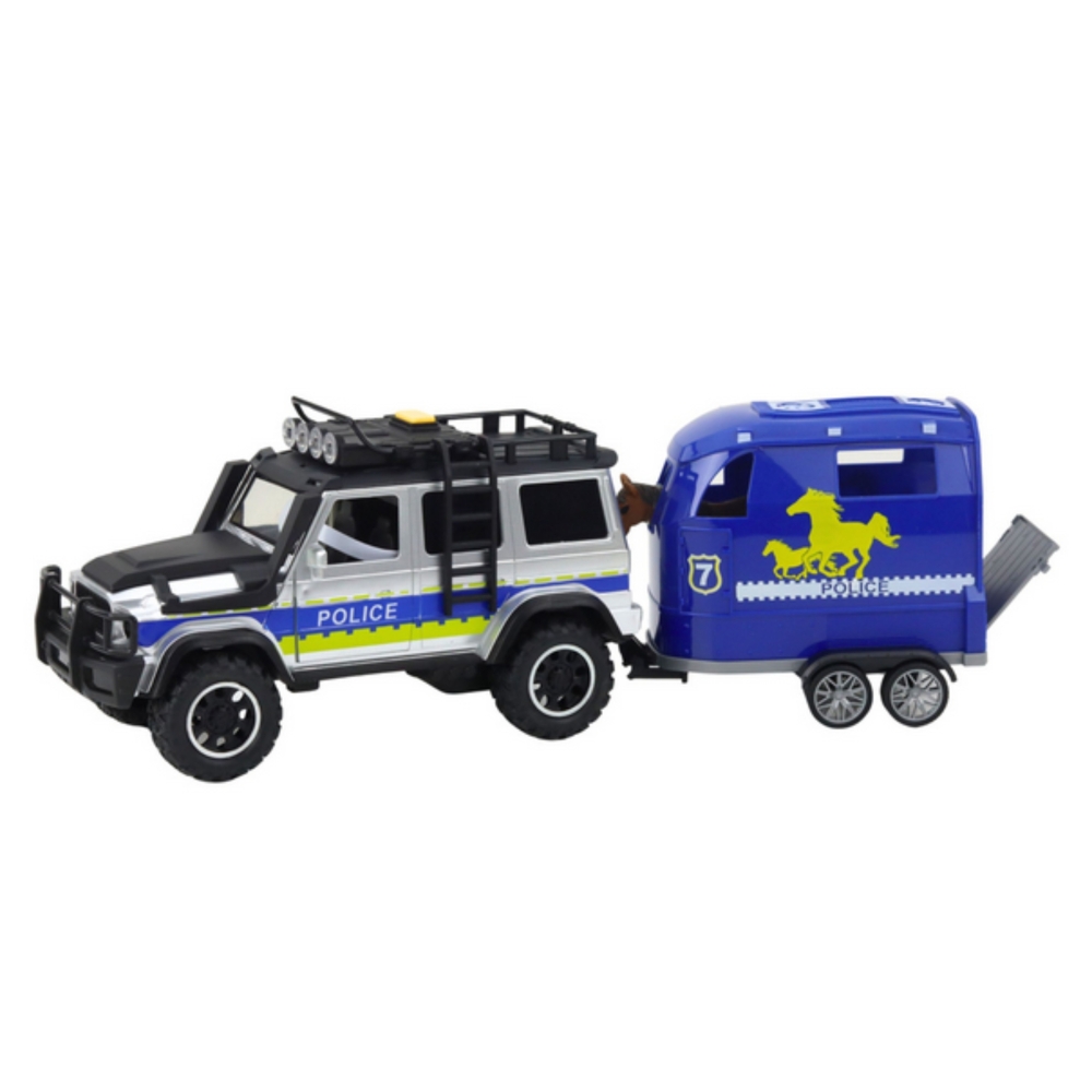 Policijos visureigio ir arklio priekabos rinkinys WOOPIE-Žaislai, Auto ir transporto žaislai, Mašinos-e-vaikas
