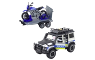WOOPIE Zestaw Samochód Terenowy Policyjny z Przyczepą na Motocykl