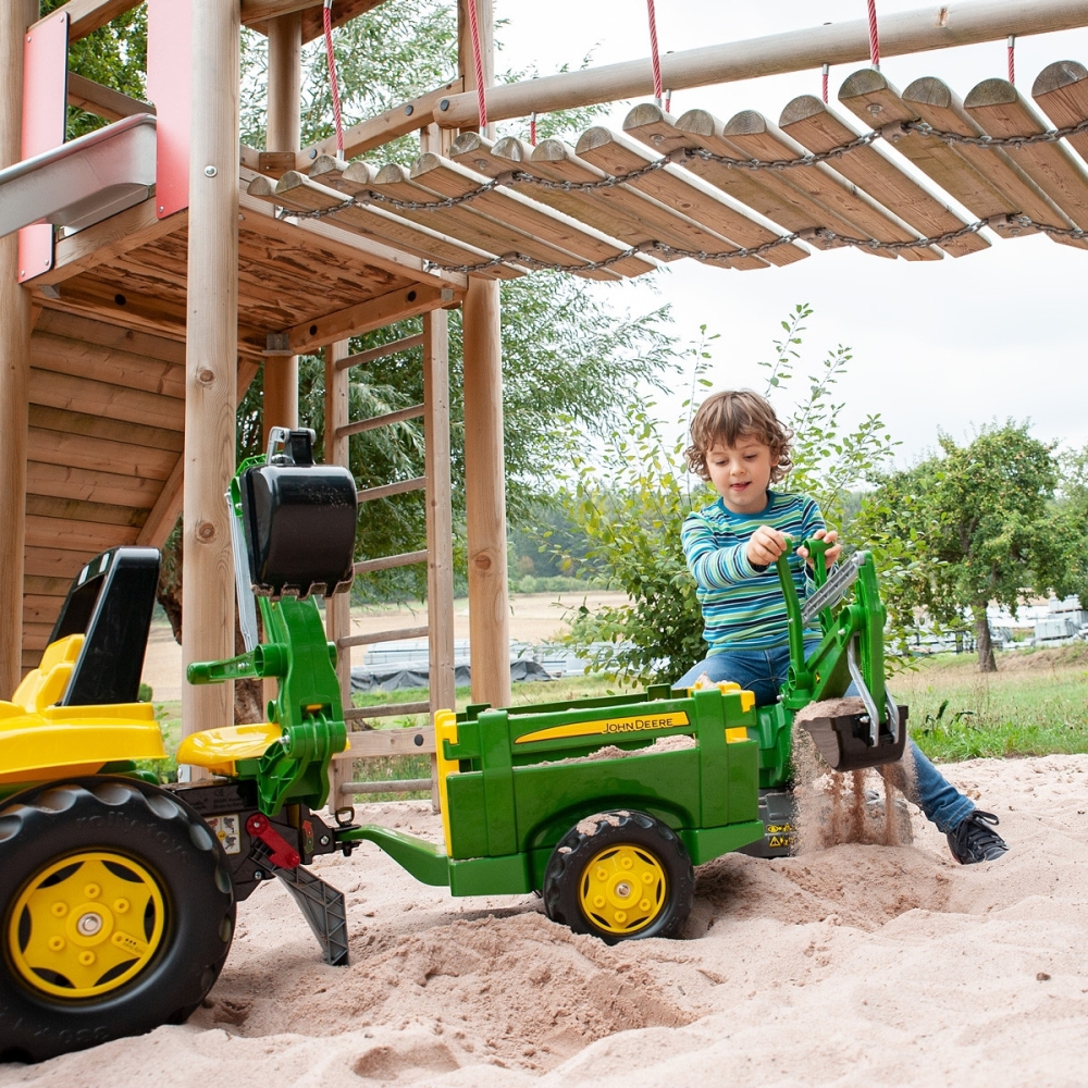 Priekaba Rolly Toys John Deere RollyTrailer FarmOpen Sides-Judėjimui, Minami traktoriai ir jų priedai-e-vaikas