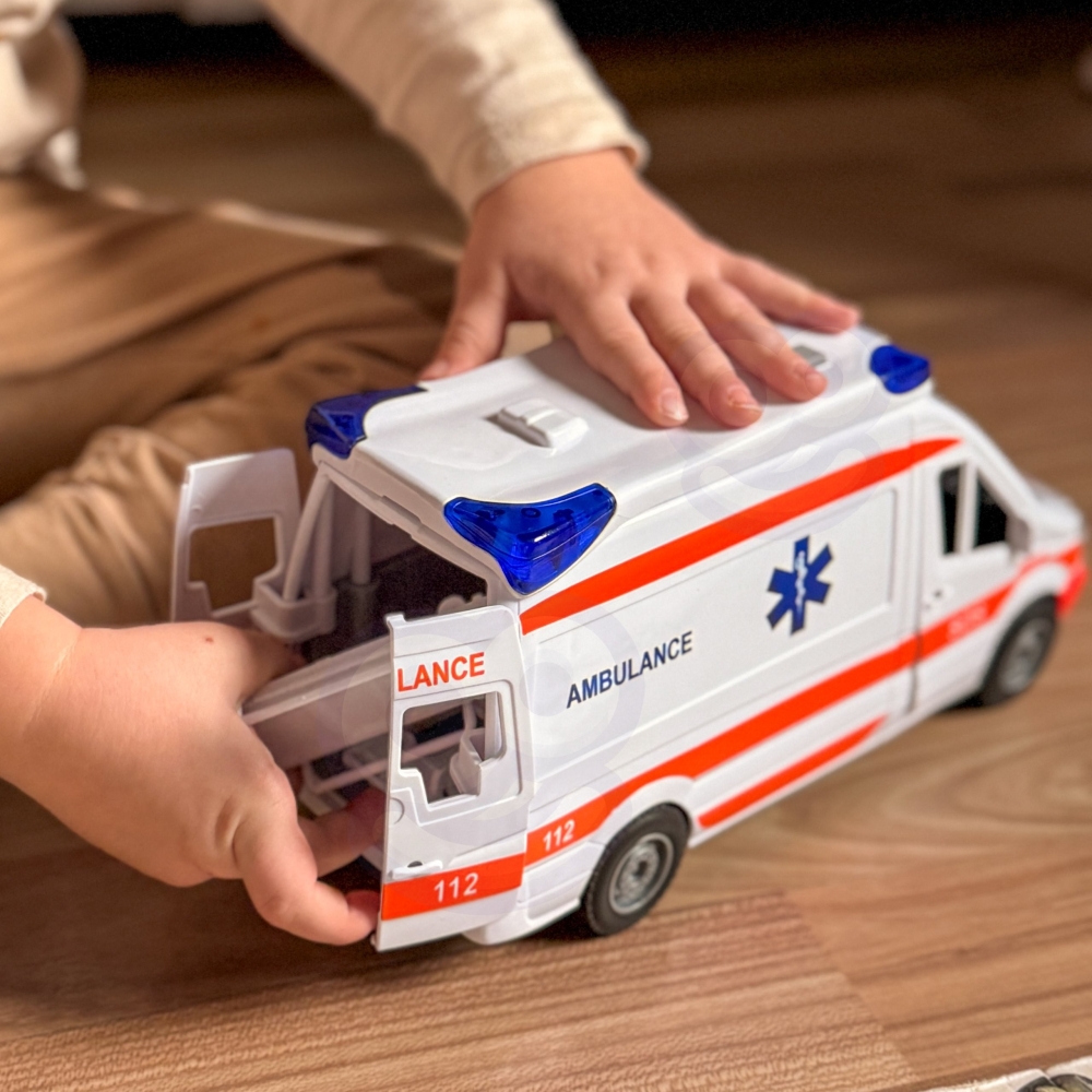 Greitosios pagalbos automobilis WOOPIE su neštuvų rinkiniu + garso ir šviesos signalai-Žaislai, Auto ir transporto žaislai, Maši