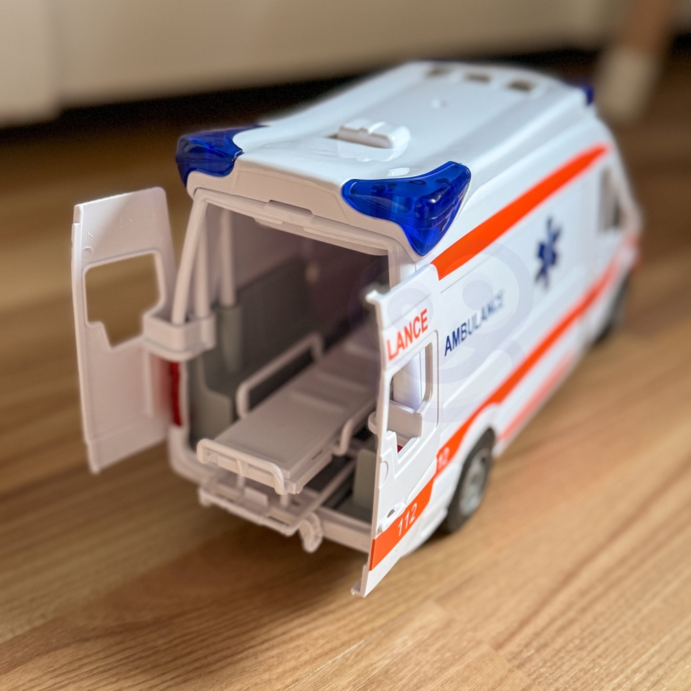 Greitosios pagalbos automobilis WOOPIE su neštuvų rinkiniu + garso ir šviesos signalai-Žaislai, Auto ir transporto žaislai, Maši
