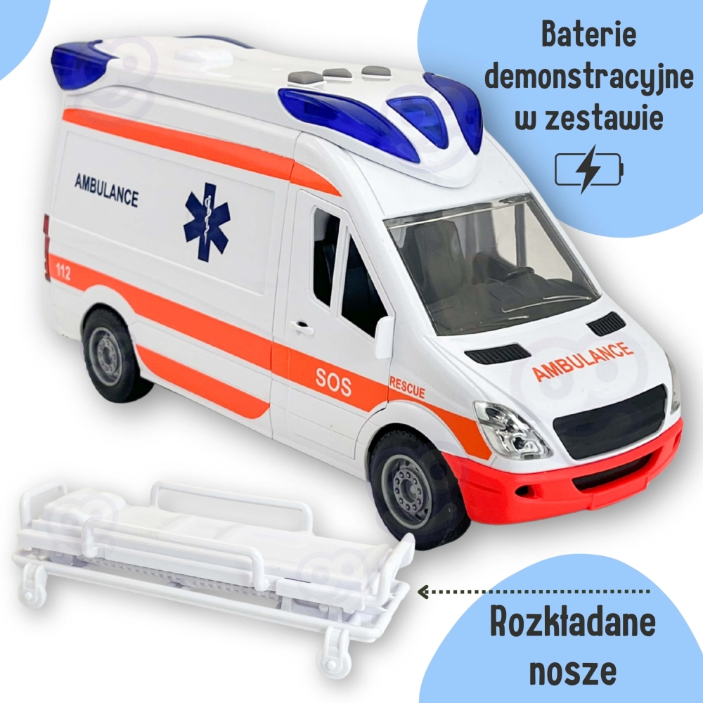 Greitosios pagalbos automobilis WOOPIE su neštuvų rinkiniu + garso ir šviesos signalai-Žaislai, Auto ir transporto žaislai, Maši