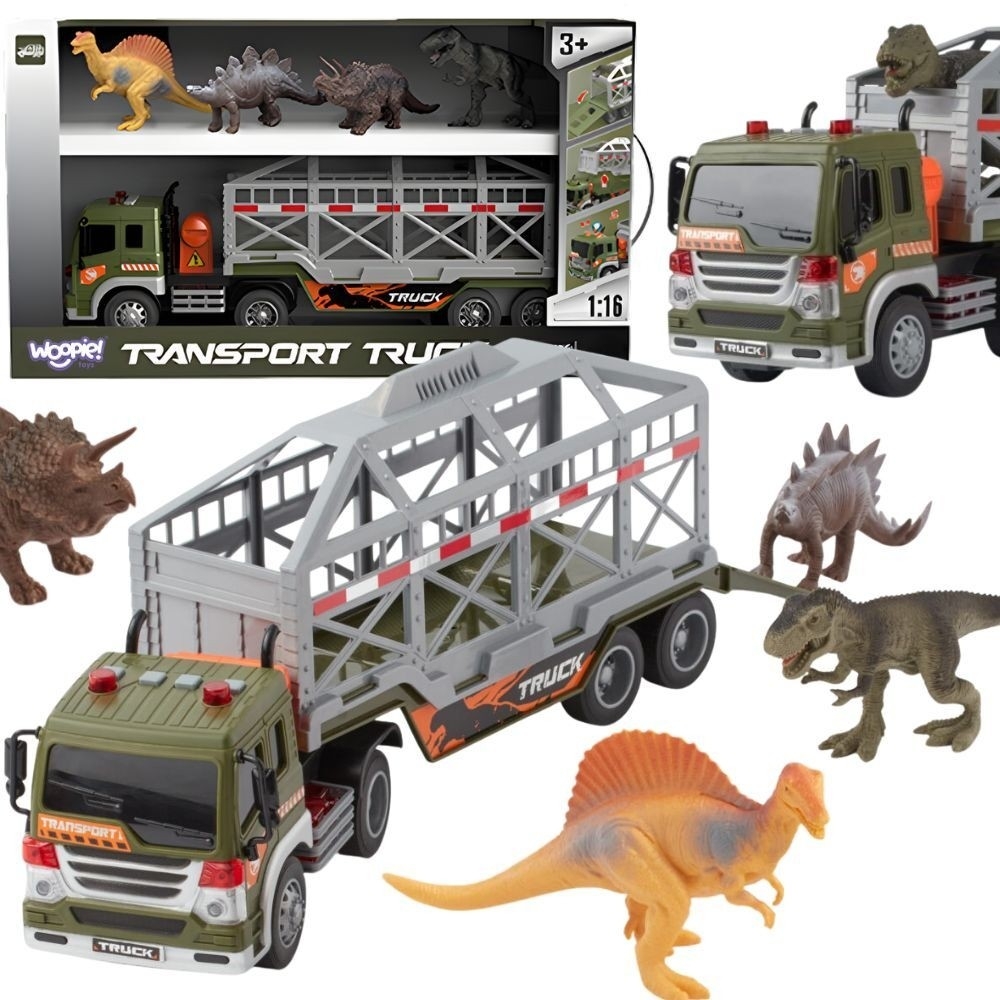 Dinozaurų transporteris sunkvežimis WOOPIE su garsu ir šviesomis-Žaislai, Auto ir transporto žaislai, Mašinos-e-vaikas