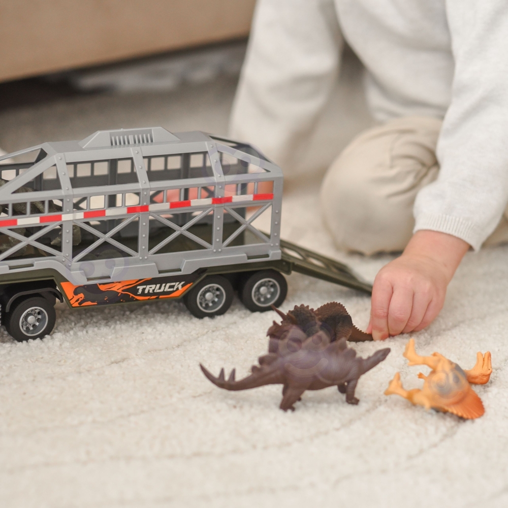 Dinozaurų transporteris sunkvežimis WOOPIE su garsu ir šviesomis-Žaislai, Auto ir transporto žaislai, Mašinos-e-vaikas