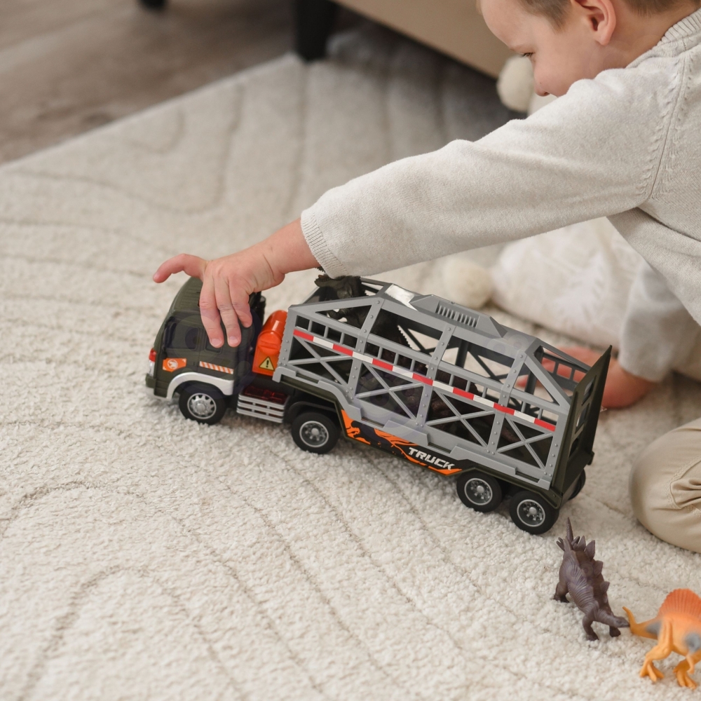 Dinozaurų transporteris sunkvežimis WOOPIE su garsu ir šviesomis-Žaislai, Auto ir transporto žaislai, Mašinos-e-vaikas