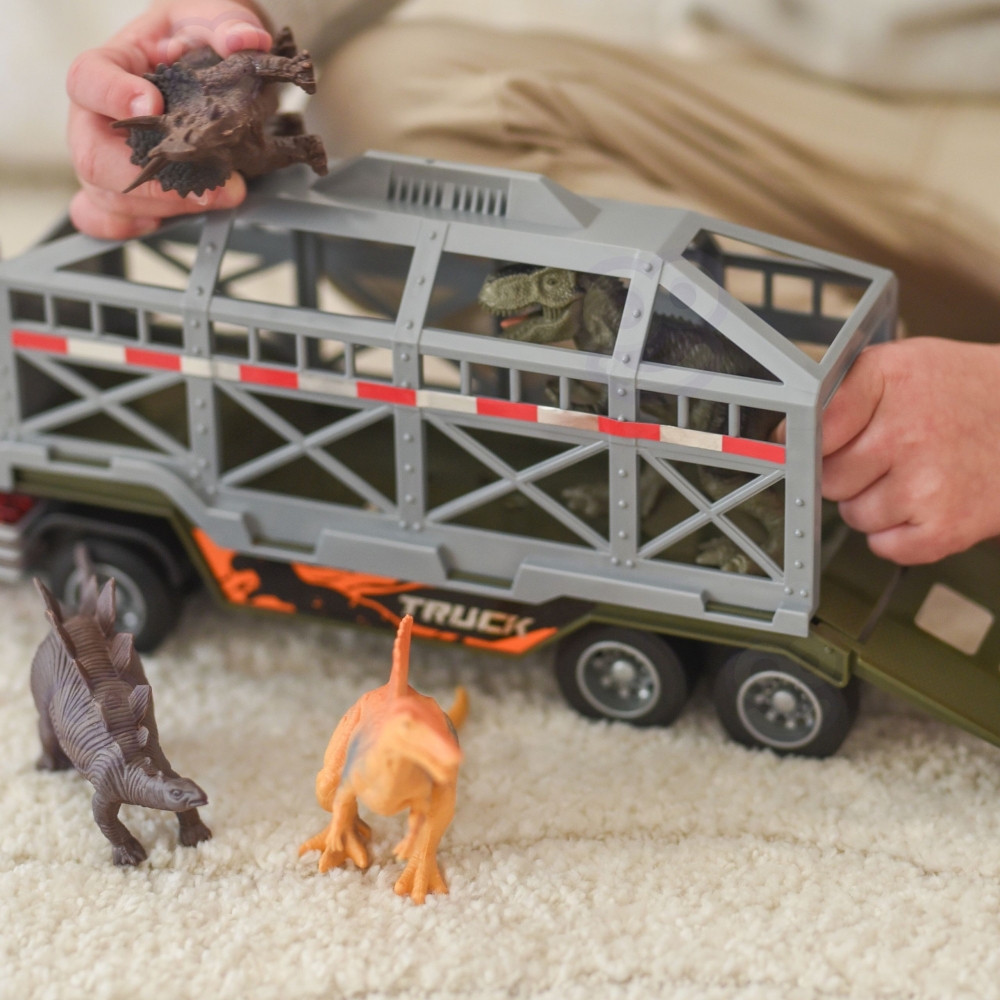Dinozaurų transporteris sunkvežimis WOOPIE su garsu ir šviesomis-Žaislai, Auto ir transporto žaislai, Mašinos-e-vaikas