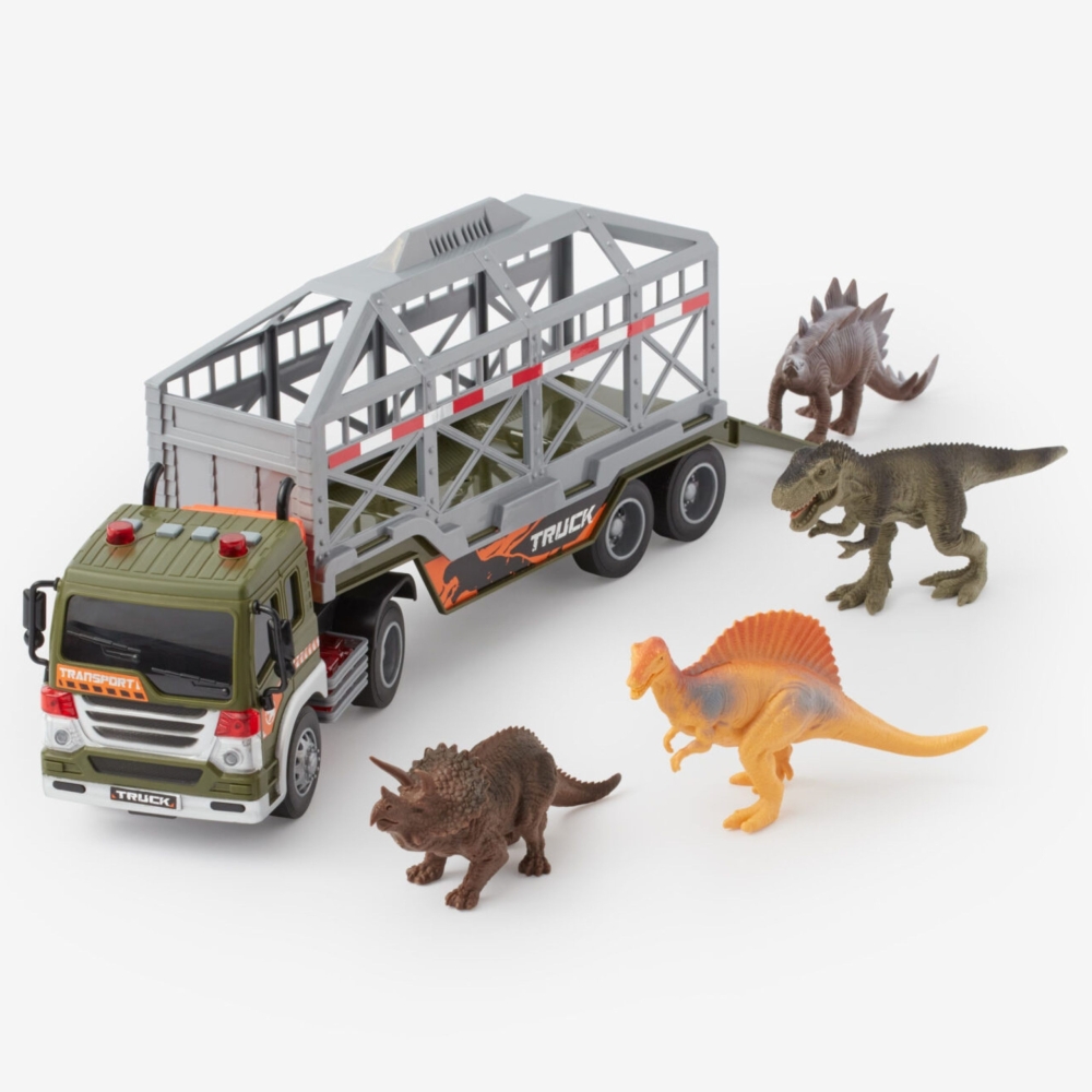 Dinozaurų transporteris sunkvežimis WOOPIE su garsu ir šviesomis-Žaislai, Auto ir transporto žaislai, Mašinos-e-vaikas