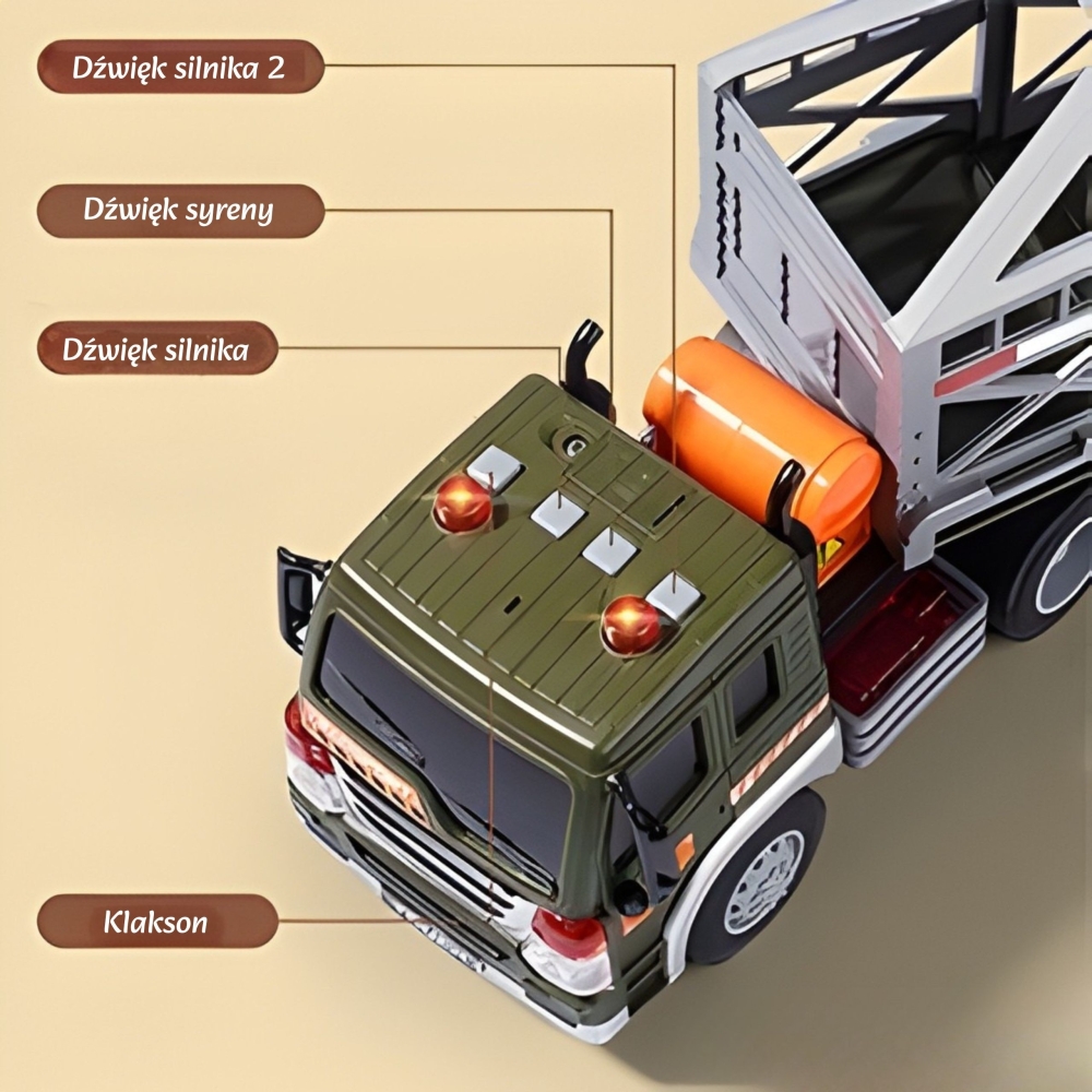 Dinozaurų transporteris sunkvežimis WOOPIE su garsu ir šviesomis-Žaislai, Auto ir transporto žaislai, Mašinos-e-vaikas