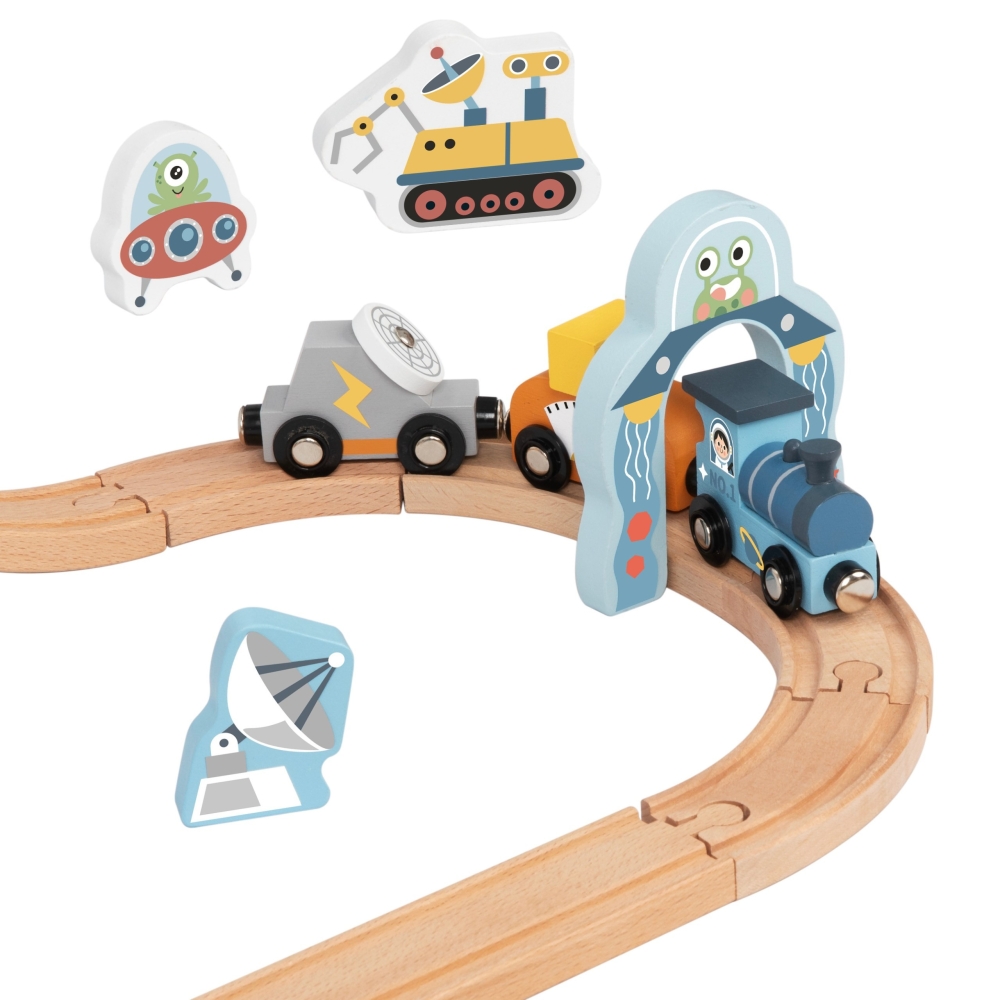 Medinis kosminio traukinio rinkinys TOOKY TOY-Žaislai, Auto ir transporto žaislai, Traukiniai-e-vaikas