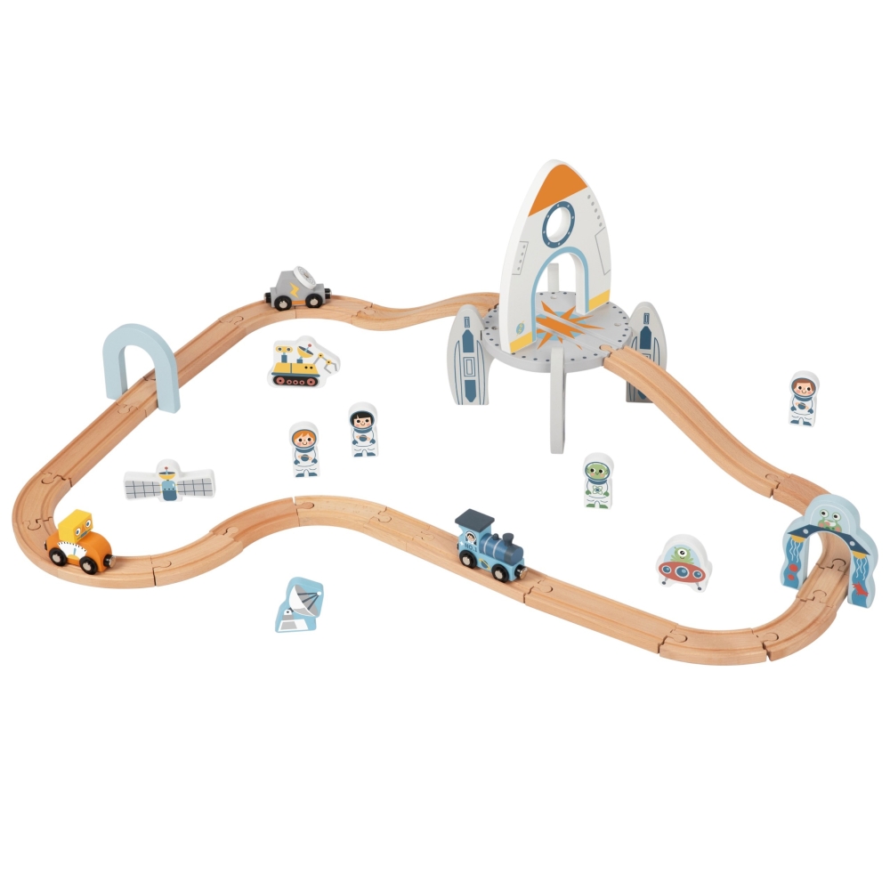 Medinis kosminio traukinio rinkinys TOOKY TOY-Žaislai, Auto ir transporto žaislai, Traukiniai-e-vaikas