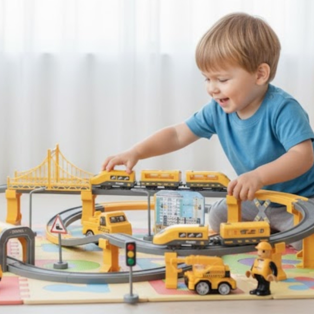 Elektrinio geležinkelio statybos ekipažo rinkinys WOOPIE 92el.