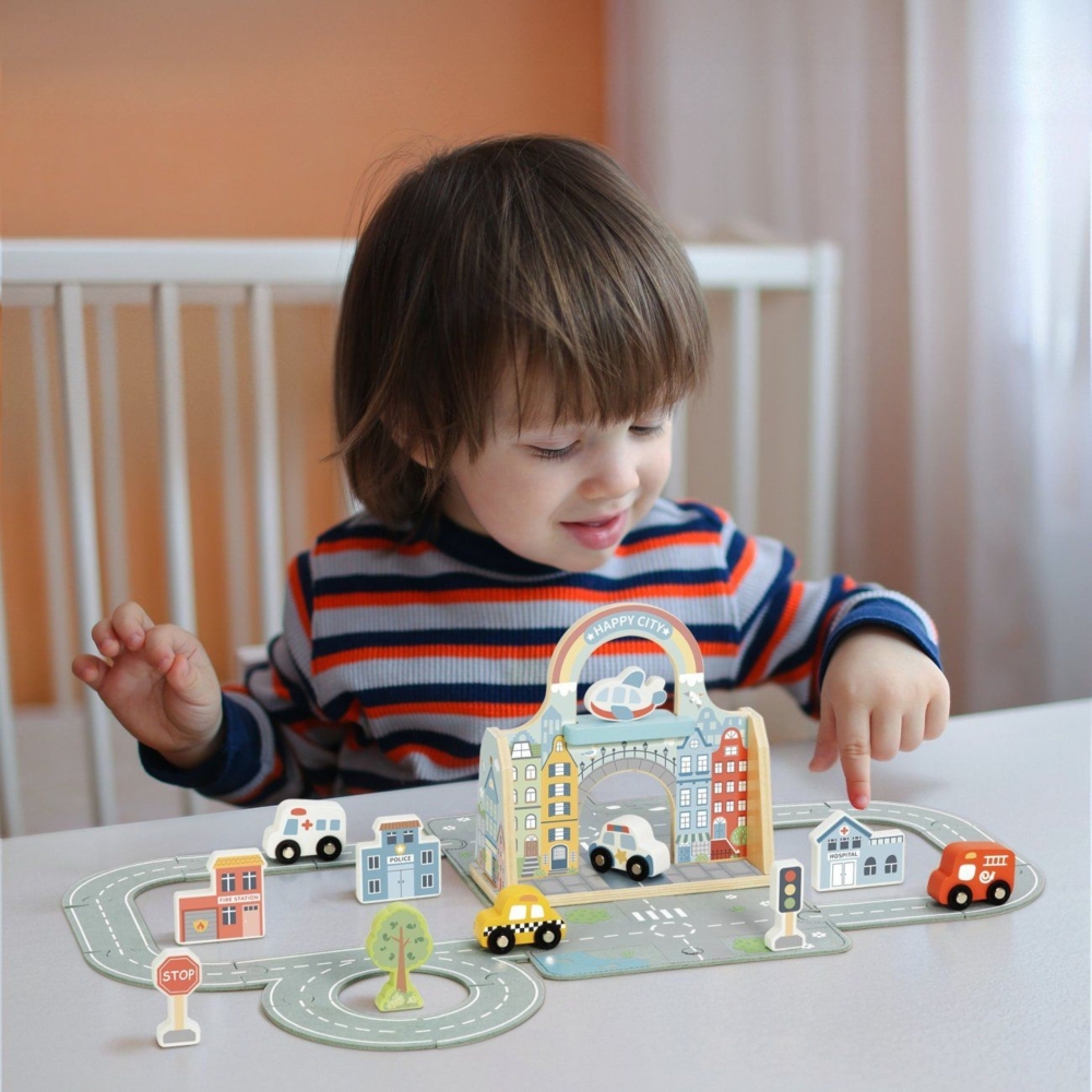 Mini nešiojamas miestas krepšelyje TOOKY TOY-Žaislai, Kūdikiams, Žaislai mažyliams (iki 4 m.