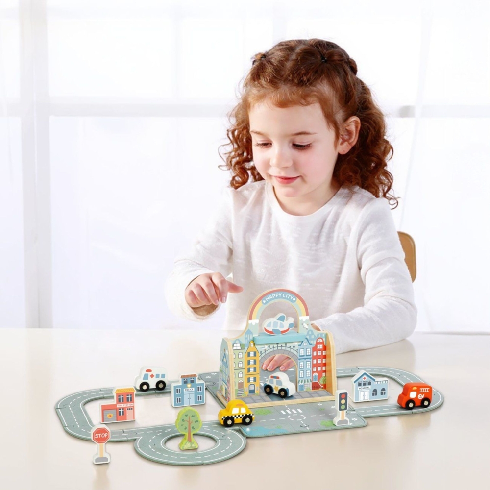 Mini nešiojamas miestas krepšelyje TOOKY TOY-Žaislai, Kūdikiams, Žaislai mažyliams (iki 4 m.