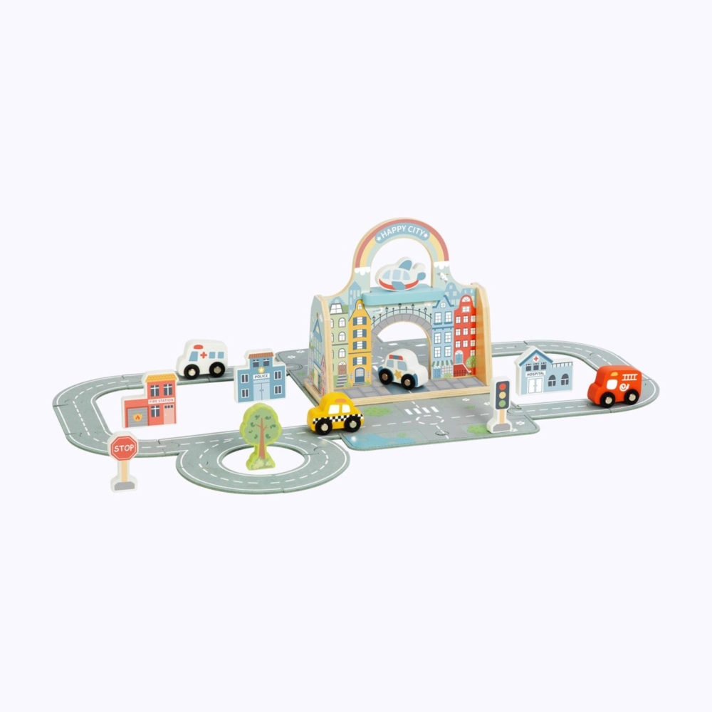 Mini nešiojamas miestas krepšelyje TOOKY TOY-Žaislai, Kūdikiams, Žaislai mažyliams (iki 4 m.
