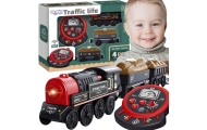 WOOPIE Electric Locomotive Remote Controlled Retro Train Wagons 4 pcs.
