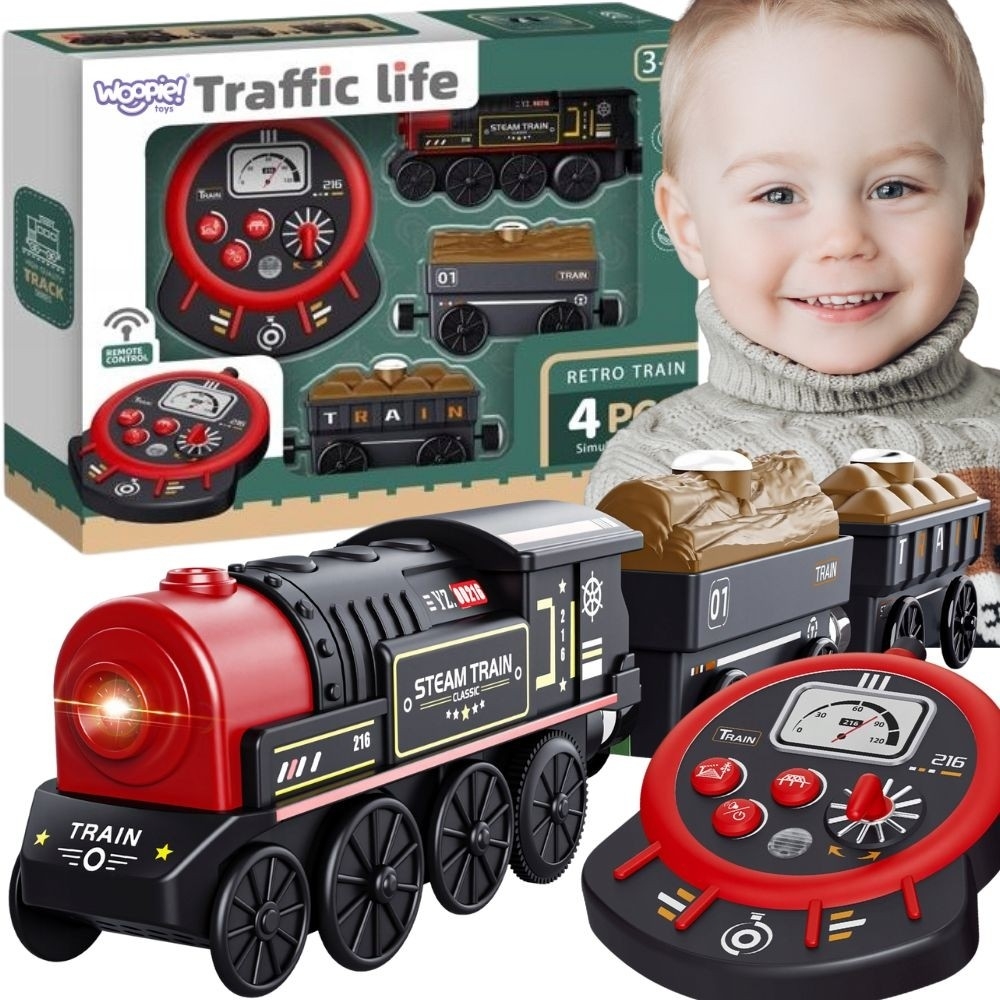Nuotolinio valdymo Retro traukinys WOOPIE 4 el.-Žaislai, Auto ir transporto žaislai, Traukiniai-e-vaikas