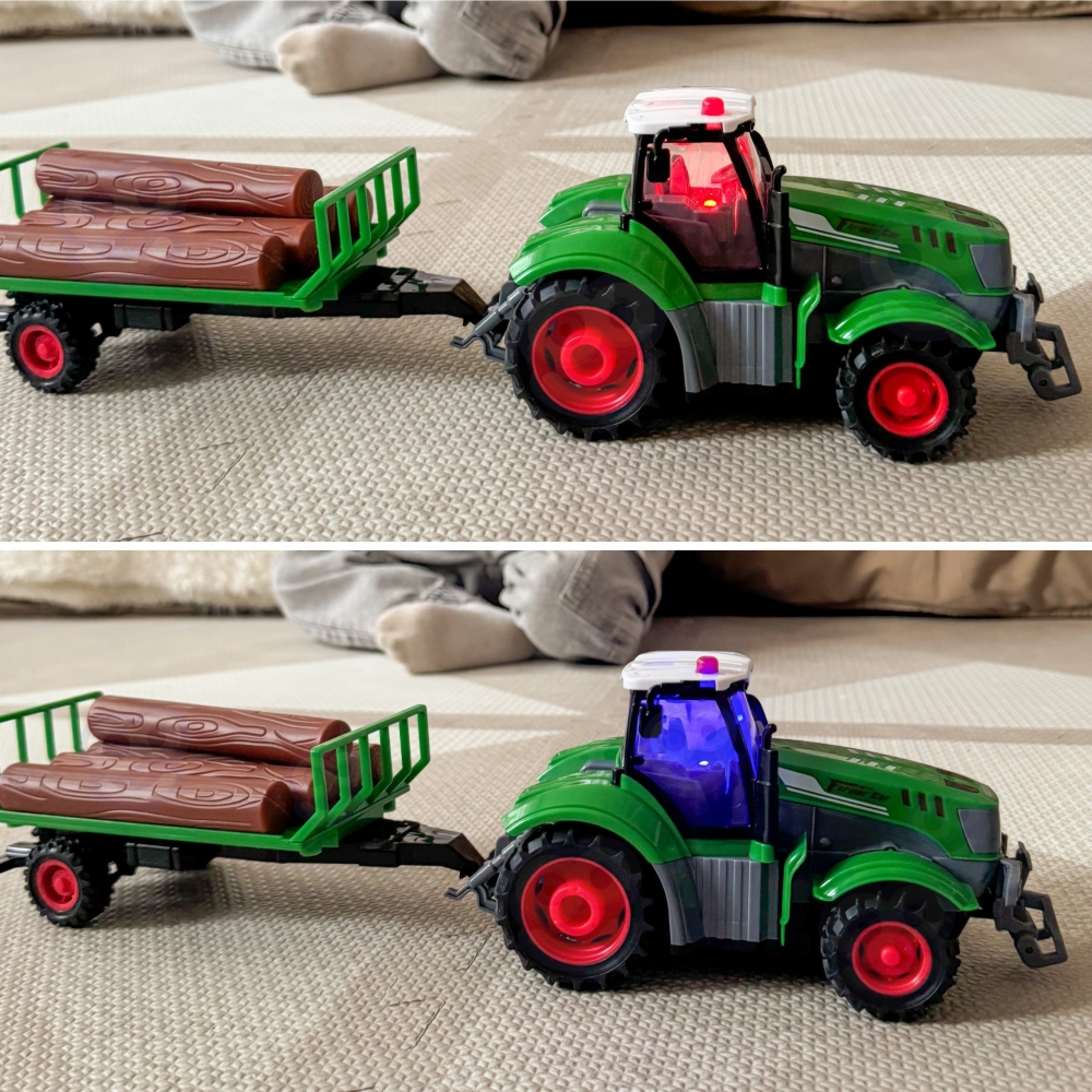 WOOPIE RC nuotoliniu būdu valdomas traktorius su priekaba - 1:24 mastelio