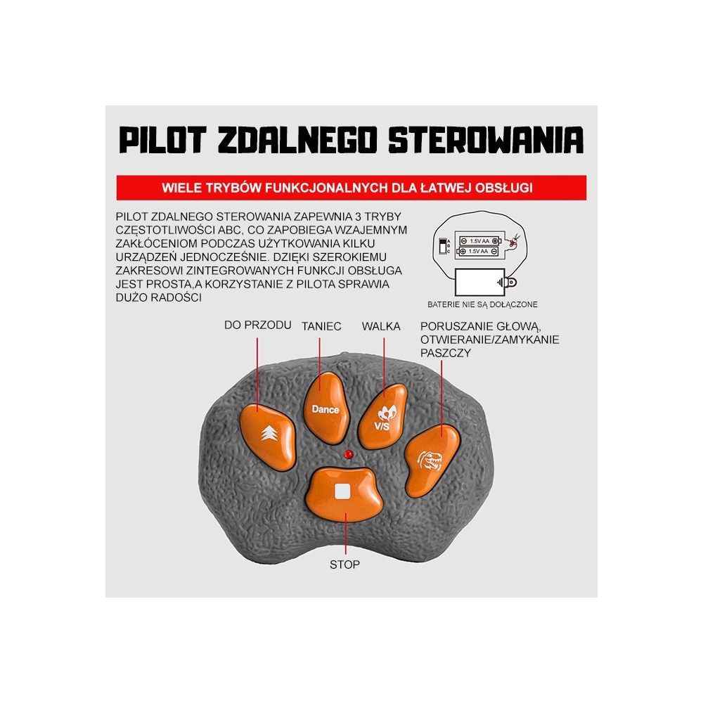 Nuotoliniu būdu valdomas dinozauras WOOPIE RC robotas T-Rex-Žaislai, Interaktyvūs žaislai-e-vaikas