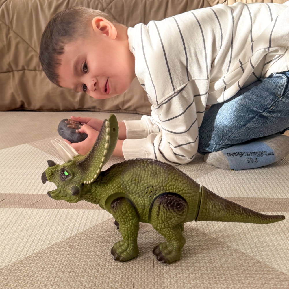 Nuotoliniu būdu valdomas Dinozauras WOOPIE RC robotas Triceratops