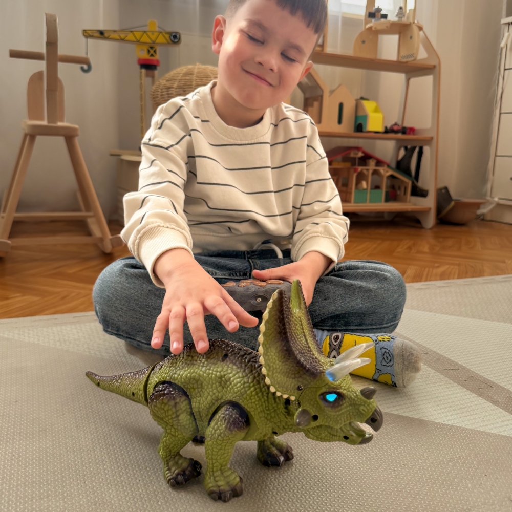 Nuotoliniu būdu valdomas Dinozauras WOOPIE RC robotas Triceratops