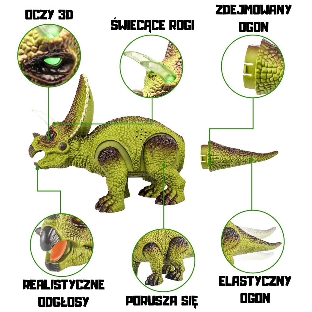 Nuotoliniu būdu valdomas Dinozauras WOOPIE RC robotas Triceratops
