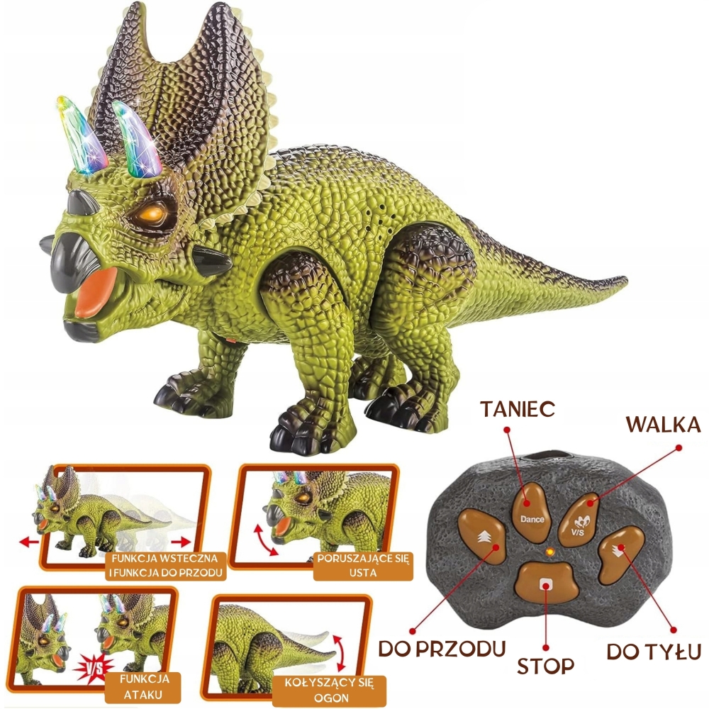 Nuotoliniu būdu valdomas Dinozauras WOOPIE RC robotas Triceratops