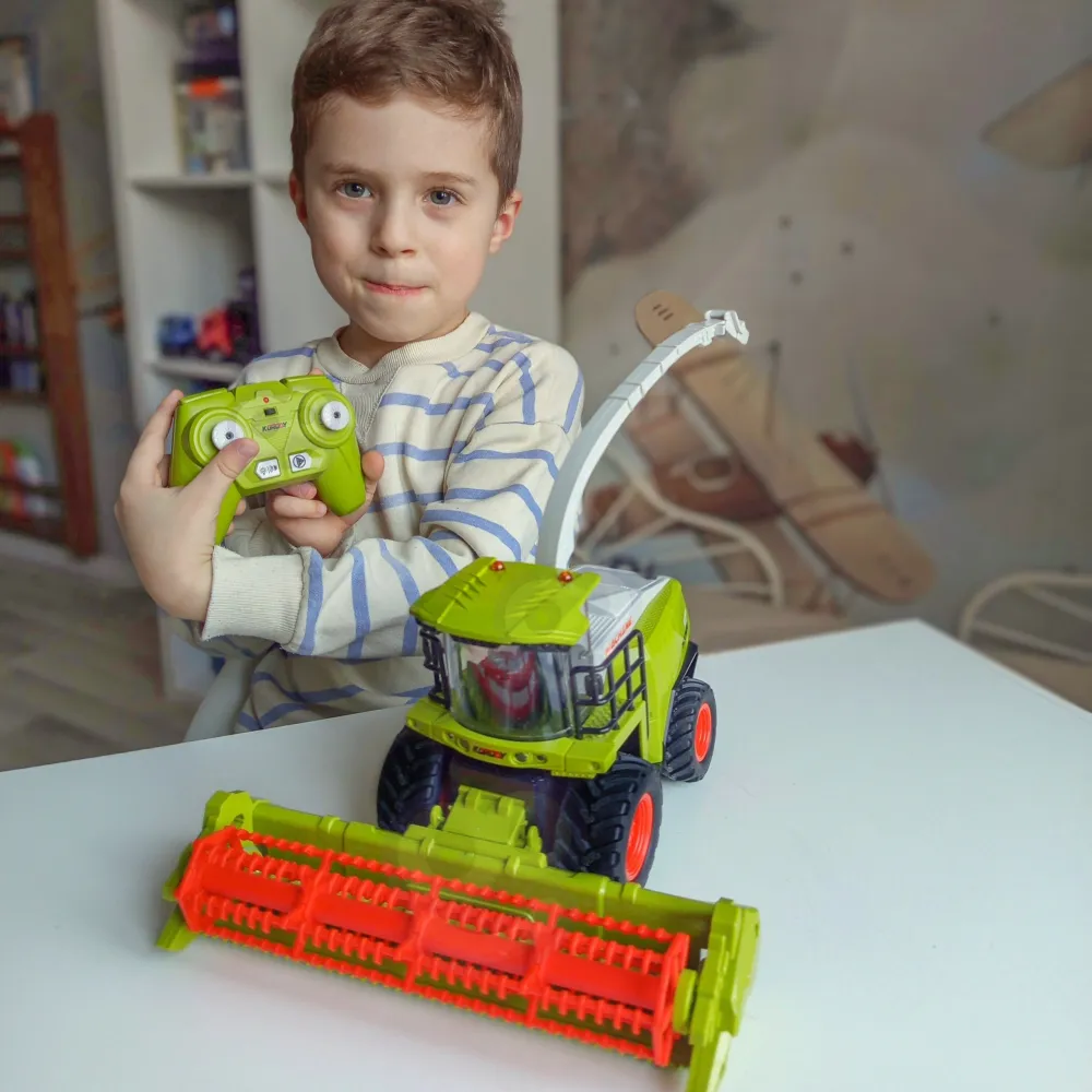 Nuotoliniu būdu valdomas kombainų rinkinys WOOPIE, šviesiai žalias-Žaislai, Auto ir transporto žaislai, Traktoriai-e-vaikas