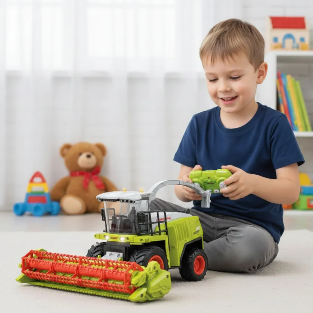 Nuotoliniu būdu valdomas kombainų rinkinys WOOPIE, šviesiai žalias-Žaislai, Auto ir transporto žaislai, Traktoriai-e-vaikas