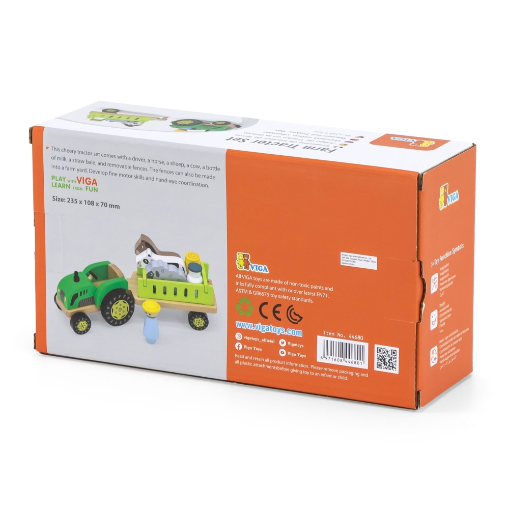 VIGA Wooden Tractor Animal Farm
