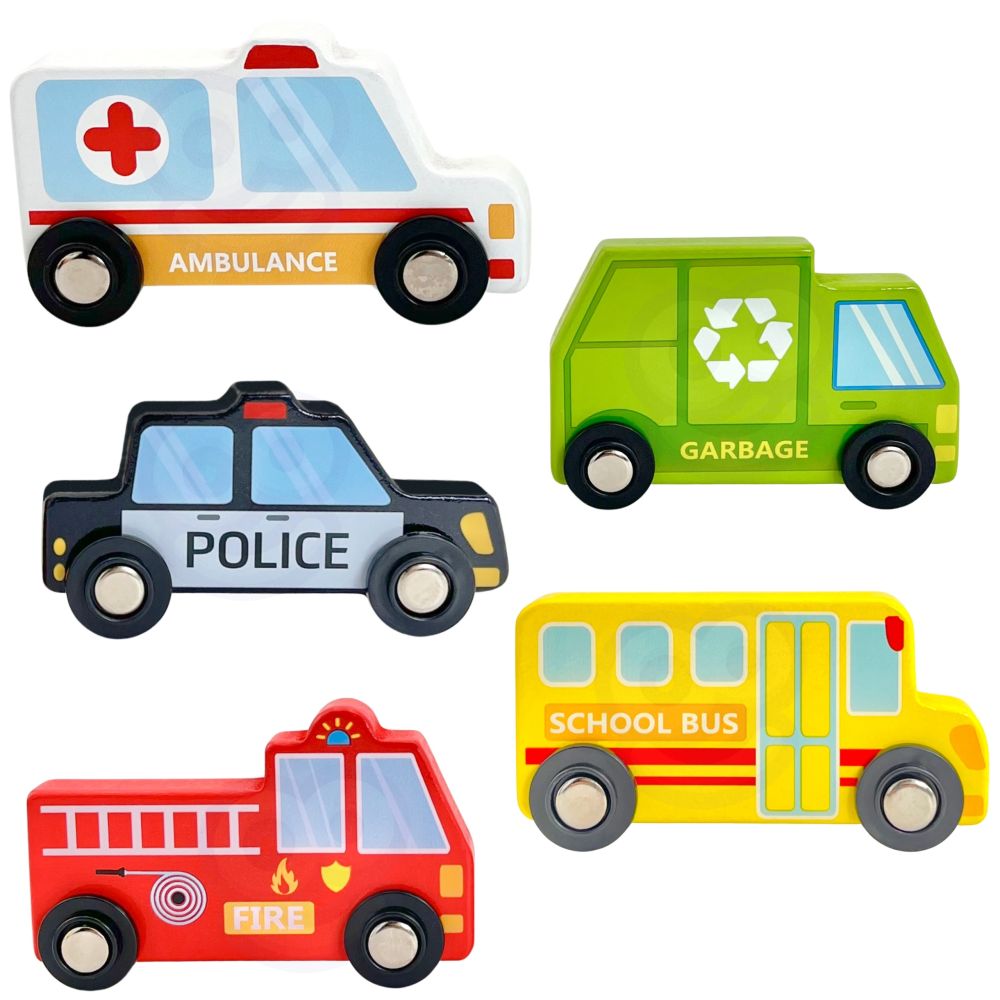 WOOPIE GREEN Dėlionė Miesto transporto priemonės dėžutėse + figūrėlės 10 el.
