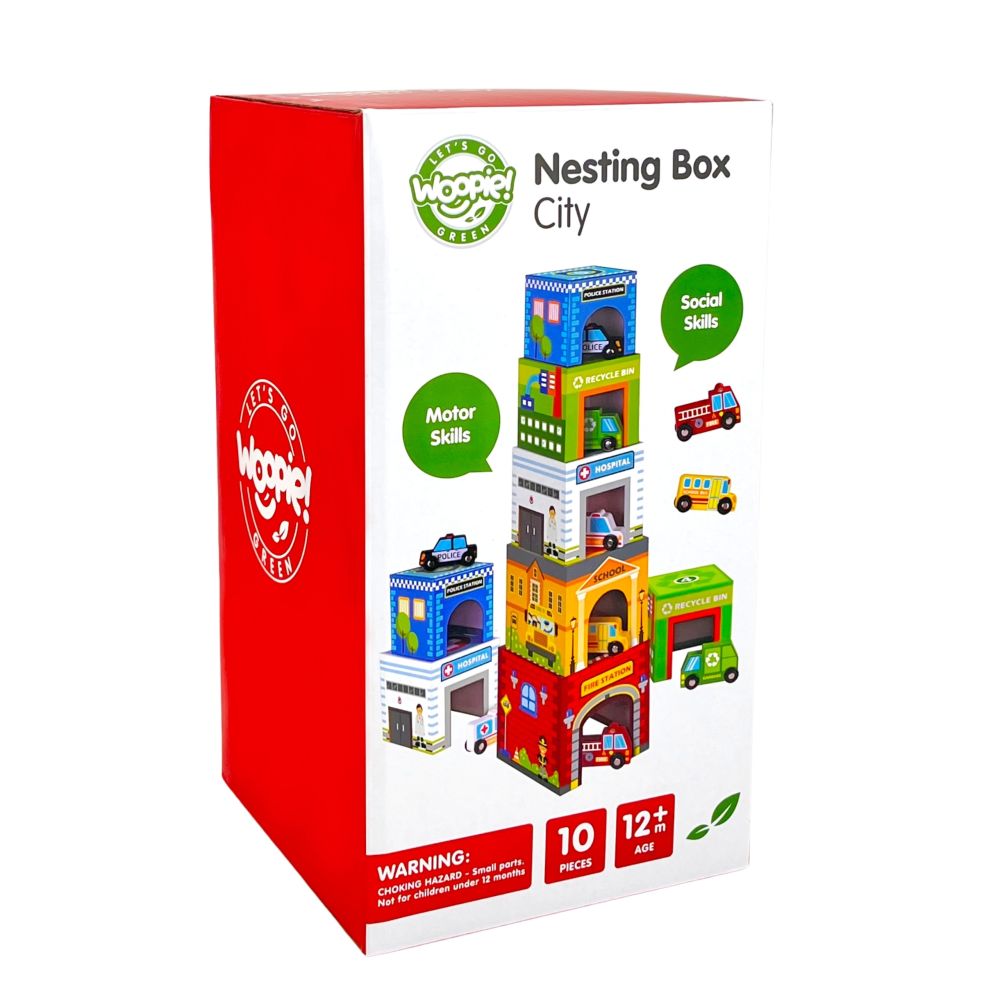 WOOPIE GREEN Dėlionė Miesto transporto priemonės dėžutėse + figūrėlės 10 el.