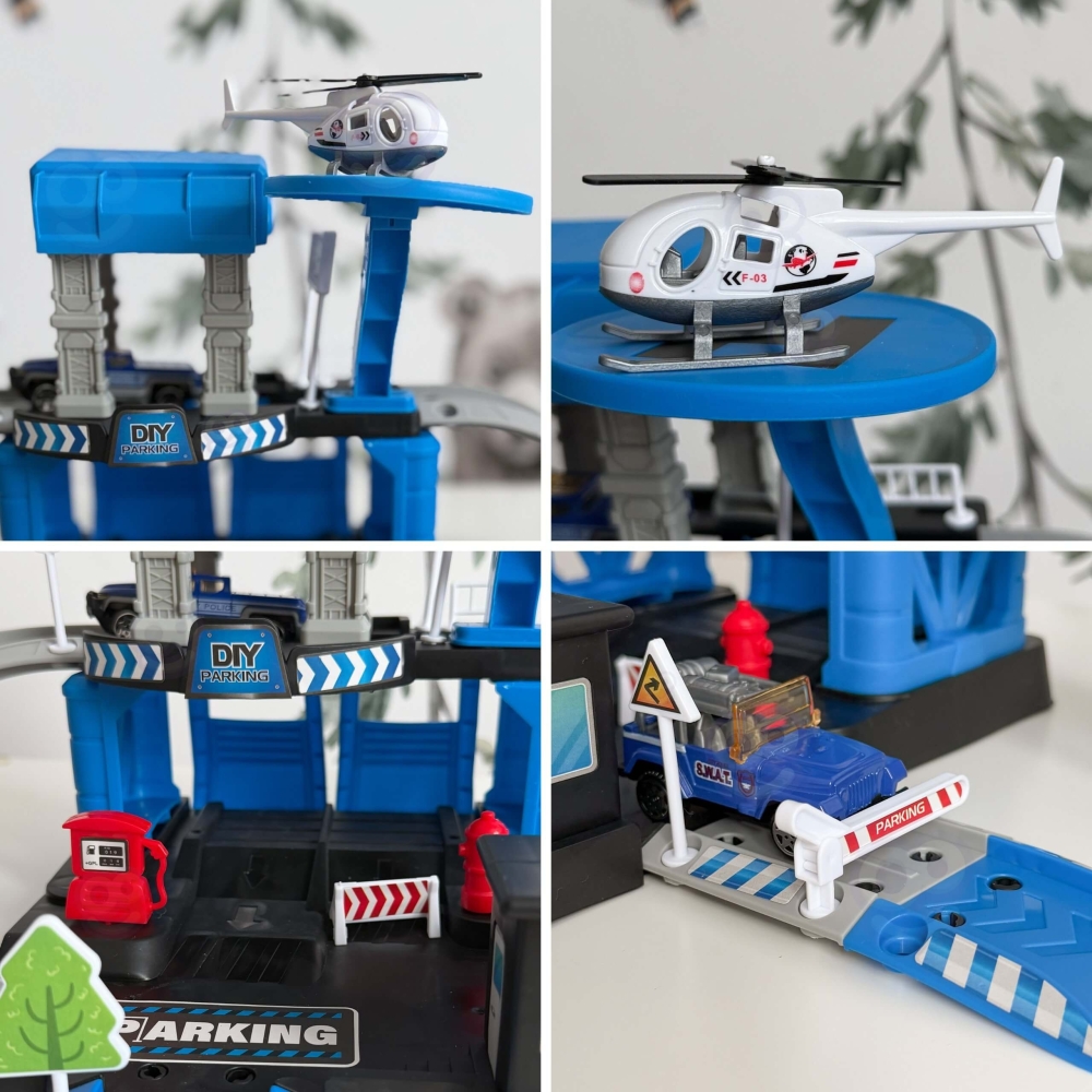 Policijos nuovados automobilių stovėjimo aikštelė WOOPIE 43 el.-Žaislai, Auto ir transporto žaislai, Garažai, trasos ir kita-e-v