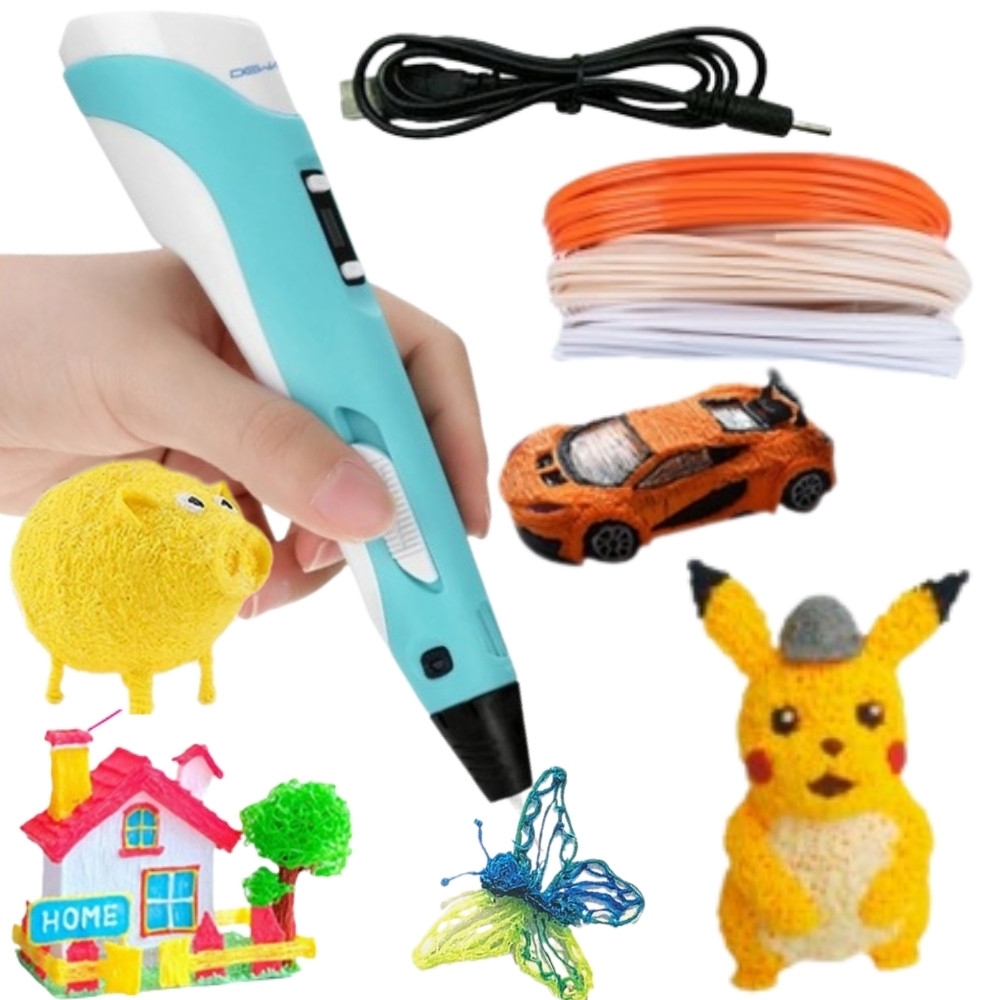 3D rašiklis WOOPIE USB trimačių modelių kūrimui, mėlynas-Žaislai, Kūrybiniai žaislai, Kūrybiniai rinkiniai-e-vaikas