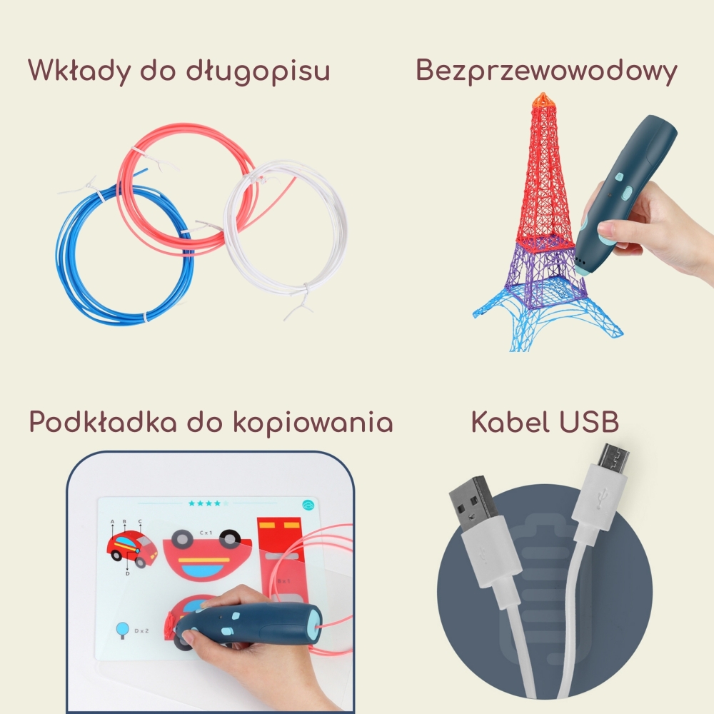 3D rašiklis WOOPIE USB trimačių modelių kūrimui-Žaislai, Kūrybiniai žaislai, Kūrybiniai rinkiniai-e-vaikas