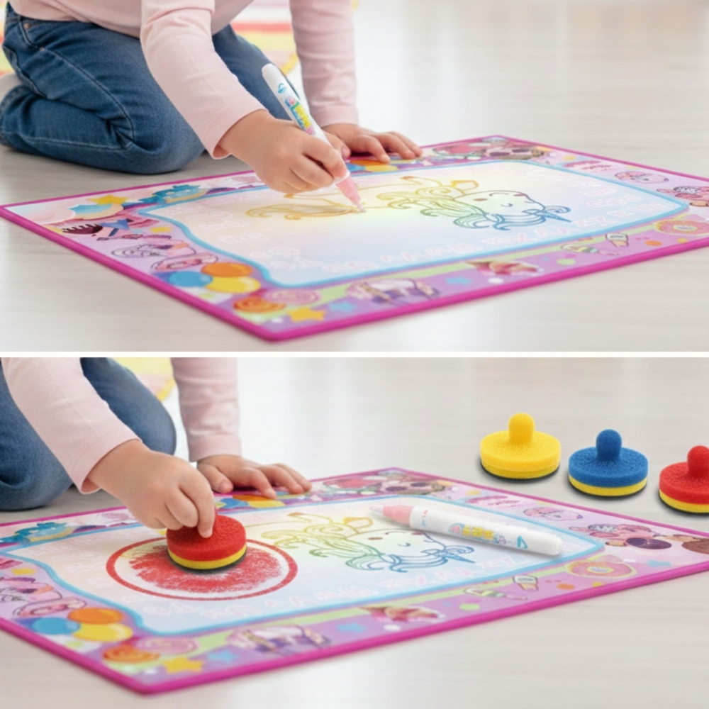 Piešimo vandeniu kilimėlis WOOPIE 2in1 XXL Švytintis tamsoje 100x70cm-Žaislai, Lavinamieji žaislai, Molbertai, piešimo lentos-e-